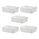 Kit 5 Cestinhas Organizadores Multiuso Caixas Gaveta Cozinha