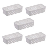 Kit 5 Cestinhos Organizador Divisórias Closet Gaveta Cozinha