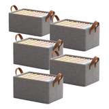 Kit 5 Cesto Caixa Organizadora Dobrável Guarda Roupa Grande