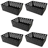 Kit 5 Cestos Multiuso Organizador Empilhável Gaveta 19x14x6 Cor-Preto