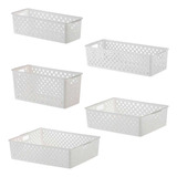 Kit 5 Cestos Organizador Armário Cozinha Lavanderia Banheiro