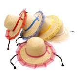 Kit 5 Chapeu Festa Junina Palha Feminino Caipira Com Tranças