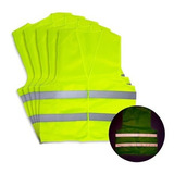 Kit 5 Colete Segurança Sinalização Refletivo Verde Limão