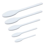 Kit 5 Colheres Maciças Em Polietileno Grandes Para Culinaria Cabo Branco