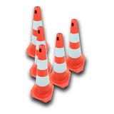 Kit 5 Cone De Sinalização Pvc 75cms Rígido Grande Epc