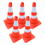 Kit 5 Cone Flexível 75 Cm Faixa Refletiva Laranja Branco