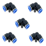 Kit 5 Conexão Cotovelo Engate Rápido União Mangueira 6mm