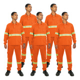 Kit 5 Conjunto Brim Camisa Calça Faixa Refletiva Resistente