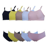 Kit 5 Conjunto Sutiã E Calcinha Infantil Menina Algodão Top