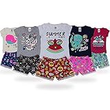 Kit 5 Conjuntos Estampados Infantil De Verão Feminina Roupas De Criança 1 Ao 8 Anos Tamanho 3