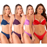 Kit 5 Conjuntos Lingerie Com Bojo Atacado revenda