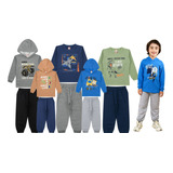 Kit 5 Conjuntos Meninos Em Estampas Diferentes Frio Moletom