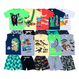 Kit 5 Conjuntos Roupas Infantil Menino 5 Camisetas 5 Shorts