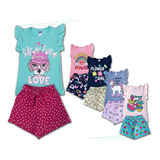 Kit 5 Conjuntos Short Menina Verão Juvenil Tam. 10 Ao 16