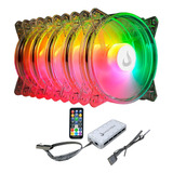 Kit 5 Cooler Fan Gamer 120mm Crystal Sound Transparente Argb