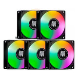 Kit 5 Cooler Fan Rgb 80mm Pc Gamer Ventoinha Cpu Silencioso