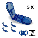 Kit 5 Cortador De Comprimidos Com Armazenamento E Lâmina Bic