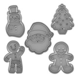 Kit 5 Cortador Marcador Cookie Natal Papai Noel Presente