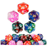 Kit 5 Dados D20 Mesclados   Rpg