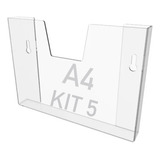 Kit 5 Displays Porta Folha Parede A4 Acrílico Ps Horizontal