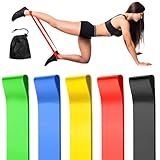 Kit 5 Elásticos Faixas De Resistência Miniband 1 Bolsa Treino Em Casa Exercício Físico Academia Fisioterapia Musculação Crossfit Pilates Yoga Funcional Alongamento Emagrecimento