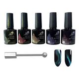 Kit 5 Emaltes Gel Brilho Imã Magnético Nail Vara Para Unhas