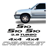 Kit 5 Emblemas adesivos Chevrolet S10 2 8 Turbo Até 2005