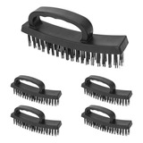 Kit 5 Escova Com Cerdas De Aco E Cabo Plastico 16cm