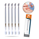 Kit 5 Espátula Cutícula Manicure Unha Raspador Empurrador Aço Inox Premium Monolo