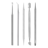 Kit 5 Espátulas Manicure Profissional Palitos Inox Pedicure
