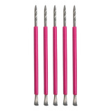 Kit 5 Espátulas Mistas Profissionais Para Cutícula Inox Rosa