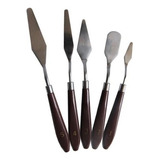 Kit 5 Espátulas P Pintura Inox Tela Óleo Acrílica Arte F482 Cor Das Cerdas Não Possui