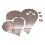 Kit 5 Espelhos Corações Rose Decoração Sala Quarto Decorar