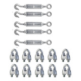 Kit 5 Esticador Cabo Aço Olhal 10 Clip 5 16 8mm 15pç
