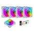 Kit 5 Fan Argb Aurora + Controladora Gamemax Rmt-fn12a-c8i-w