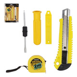 Kit 5 Ferramentas Estilete Laminas Trena Chave De Fenda Cor Multicolorido