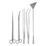 Kit 5 Ferramentas Pinças Aquaterrário Tesoura Grande Poda