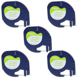 Kit 5 Fita Dymo Letratag Papel Branca 12mm Comp 91200 10697