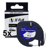 Kit 5 Fitas Plástica Compatível Letratag 91201 Branca 12mm