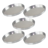 Kit 5 Formas 25cm Pizza Aba Alta 2cm Profissional Pizzaria Cor Prateado