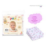 Kit 5 Fraldas De Pano Especial Estampadas Tecido Duplo Gênero Meninas
