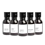 Kit 5 Frascos Âmbar Viagem Plus 100ml Plástico Âmbar Shampoo Condicionador Sabonete Líquido Hidratante Limpeza Facial Portatil Prático Leve Banheiro Nicho Tampa Flip Versátil