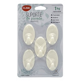 Kit 5 Ganchos Oval Adesivo Multiuso Parede Suporte Ate 1kg