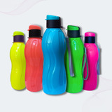 Kit 5 Garrafas Neon Squeeze Colorida Academia Treino Água