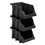 Kit 5 Gavetas Plástica Prática Empilhável N 7 Preta