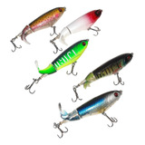 Kit 5 Isca Whopper Popper Top Artificial Hélice Anzol Triplo