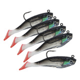 Kit 5 Iscas Artificiais Lambari Com Jig Head Soft Silicone