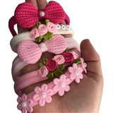 Kit 5 Lacinhos Maternidade Rosa Enxoval Menina Bebê Faixa