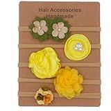 Kit 5 Lacinhos Variados Faixinha Meia De Seda Bebê Meninas Amarelo 