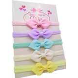 Kit 5 Laços Para Cabelo Bebê Rn Menina Meia Seda Slim La28